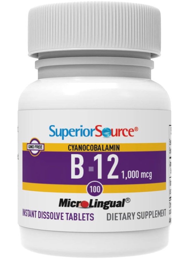 Superior Source No Shot Vitamin B-12 Cyanocobalamin 1000 mcg - Vitamin B-12 to Support Energy Production, Brain Health & Overall Wellness - Sublingual Tablets - 100 Dissolvable Tablets  - Image 3