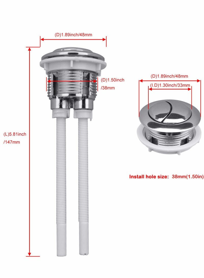 Adjustable Dual Push Toilet Flush System with 38mm Cistern Lid Hole - Replacement Plastic Water Tank Rods and Accessories - Image 4