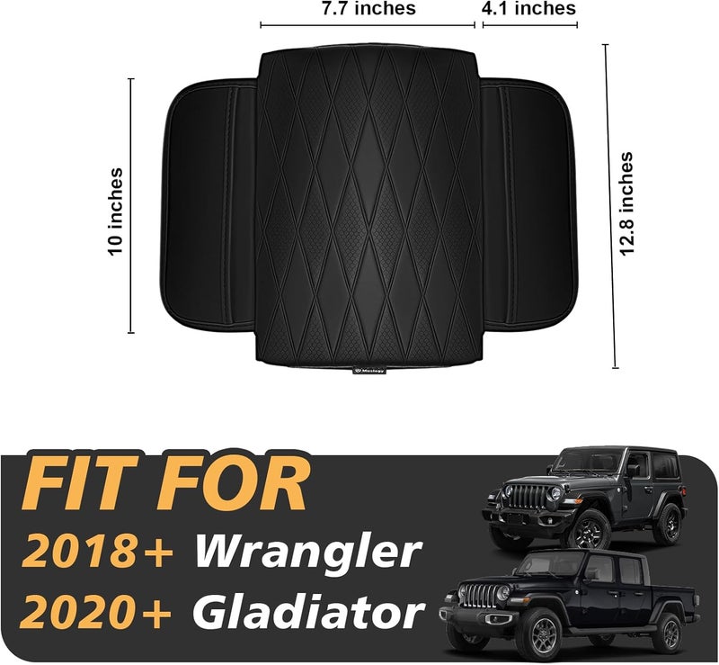 Muslogy غطاء وسادة المسند الأمامي لوحدة التحكم المركزية من ، مناسب لسيارة Jeep Wrangler (طرازات 2018-2025) وGladiator (طرازات 2020-2025)، مكون إضافي للراحة، مصنوع من جل نباتي، سمكه 1 بوصة (تصميم ماسي). - Image 2