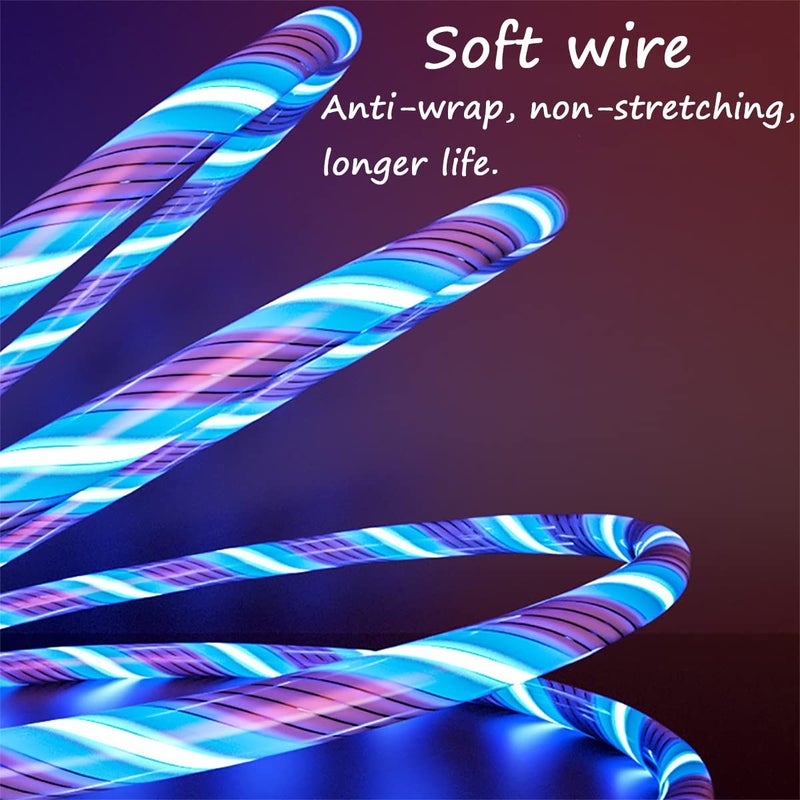 woobles 3 in 1 Light up Charging Cable, 2pcs Multi Charging Cable Fast Charge, USB Charger Cord, 3.6FT Nylon Braided Charger, Compatible with Most Cell Phones - Image 4
