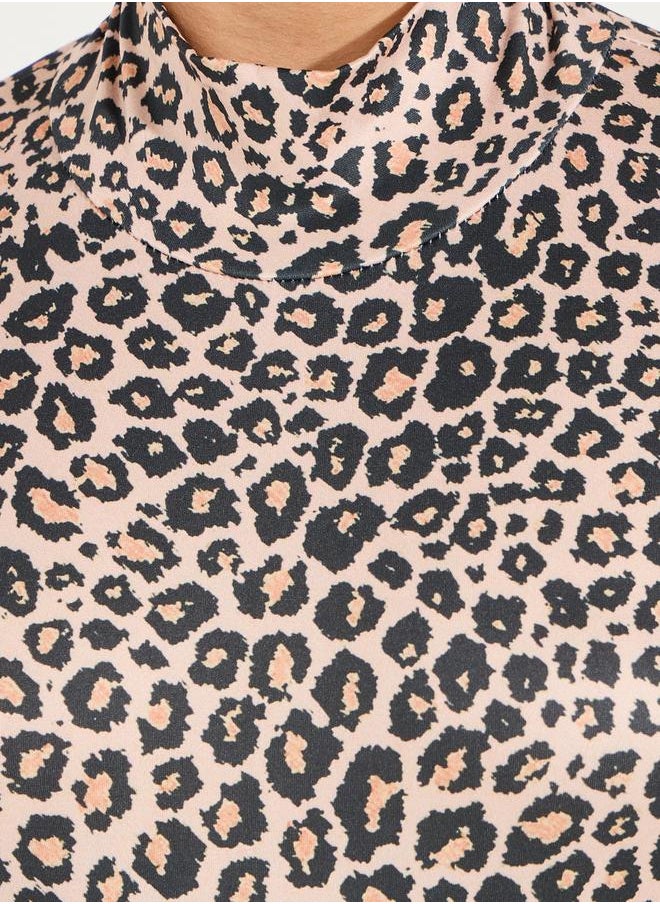 Styli - Leopard Print High Neck Bodysuit - Image 1