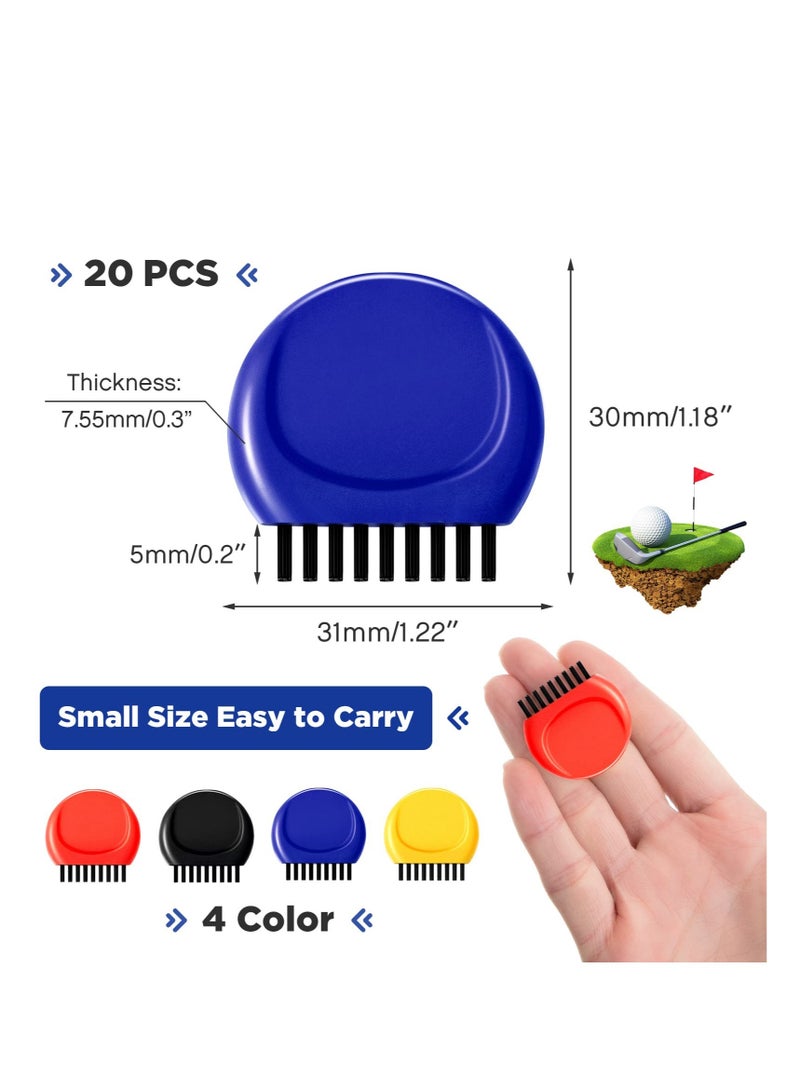 Excefore Pocket Golf Club Groove Brush Set 20 Packs Cleaner Golf Club Groove Cleaning Tool Ergonomic Design for Cleaning Golf Heads Golf Ball Shoes Black Red Blue Yellow - Image 4