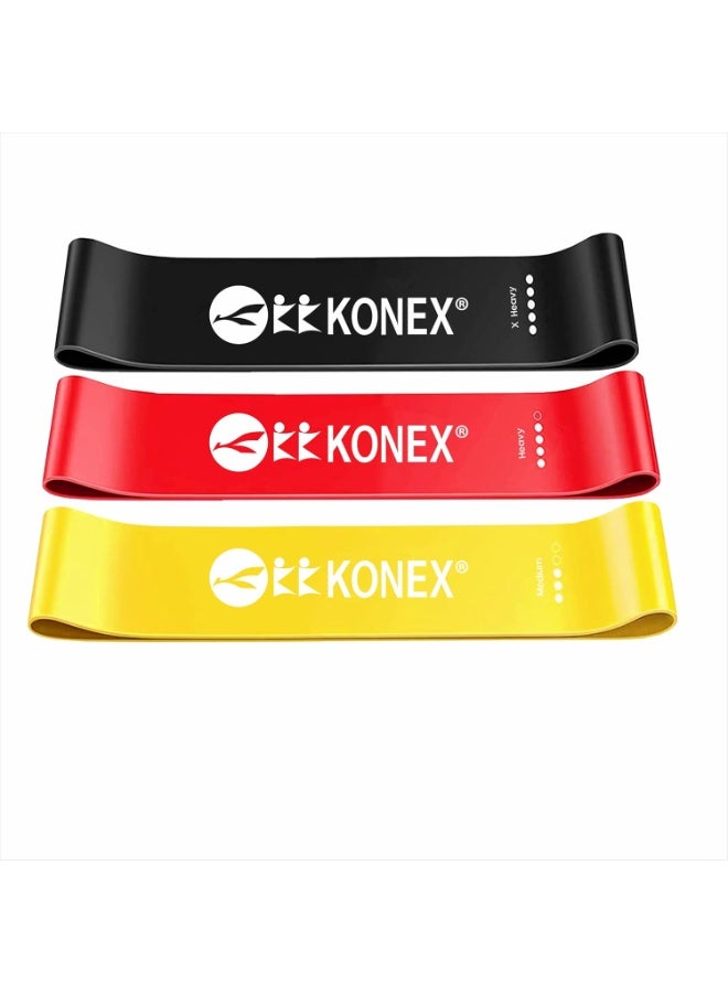 KONEX Natural Latex Resistance Band Loops for Men & Women | High Elasticity, Durable & Odour Free | Ideal for Home or Gym Workouts, Exercises, Stretching, Pull Ups, and Booty Toning (Pack of 3) - Image 1