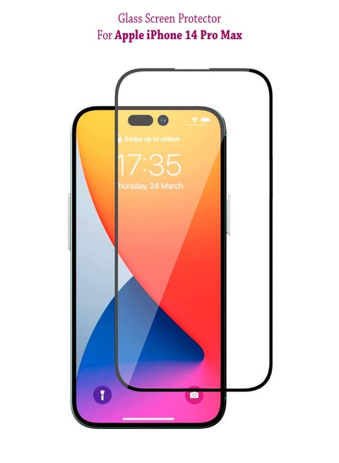 Apple iPhone 14 Pro Max Screen Protector | Tempered Glass Screen Protector Full HD Quality With Anti-Scratch Edge to Edge Coverage Including Easy Installation Kit - Black