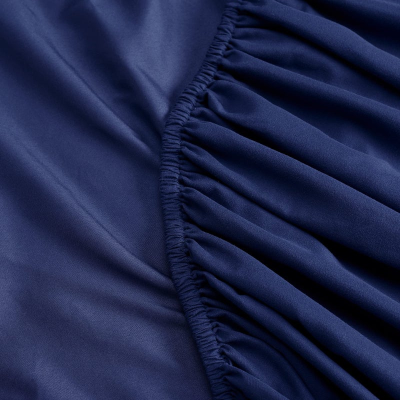 Serta Simply Clean Super Soft Hypoallergenic Stain Resistant Deep Pocket 4 Pieces Solid Bed Sheet Set, Full, Navy - Image 4