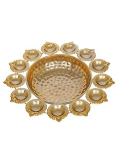 Webelkart Diya Shape Flower Decorative Urli Bowl For Home Handcrafted Bowl For Floating Flowers And Tea Light Candles Homeoffice And Table Decor Diwali Decoration Items For Home (14 Inches)  - Image 2