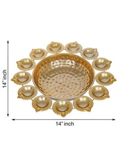 Webelkart Diya Shape Flower Decorative Urli Bowl For Home Handcrafted Bowl For Floating Flowers And Tea Light Candles Homeoffice And Table Decor Diwali Decoration Items For Home (14 Inches)  - Image 3