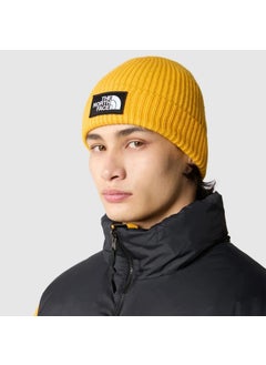 THE NORTH FACE TNF Logo Box Cuffed Yellow Beanie  - Image 3