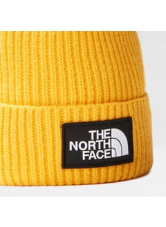 THE NORTH FACE TNF Logo Box Cuffed Yellow Beanie  - Image 2