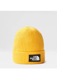 THE NORTH FACE TNF Logo Box Cuffed Yellow Beanie  - Image 1