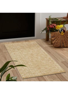 LEEVAN LEEVAN Washable Bathroom Rug, 2'x3' Low Profile Entryway Rug Tan Front Door Mat Cotton Reversible Kitchen Mat Boho Bedroom Rug Farmhouse Carpet for Foyer Front Porch Decor  - Image 5