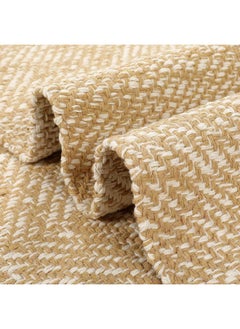 LEEVAN LEEVAN Washable Bathroom Rug, 2'x3' Low Profile Entryway Rug Tan Front Door Mat Cotton Reversible Kitchen Mat Boho Bedroom Rug Farmhouse Carpet for Foyer Front Porch Decor  - Image 3