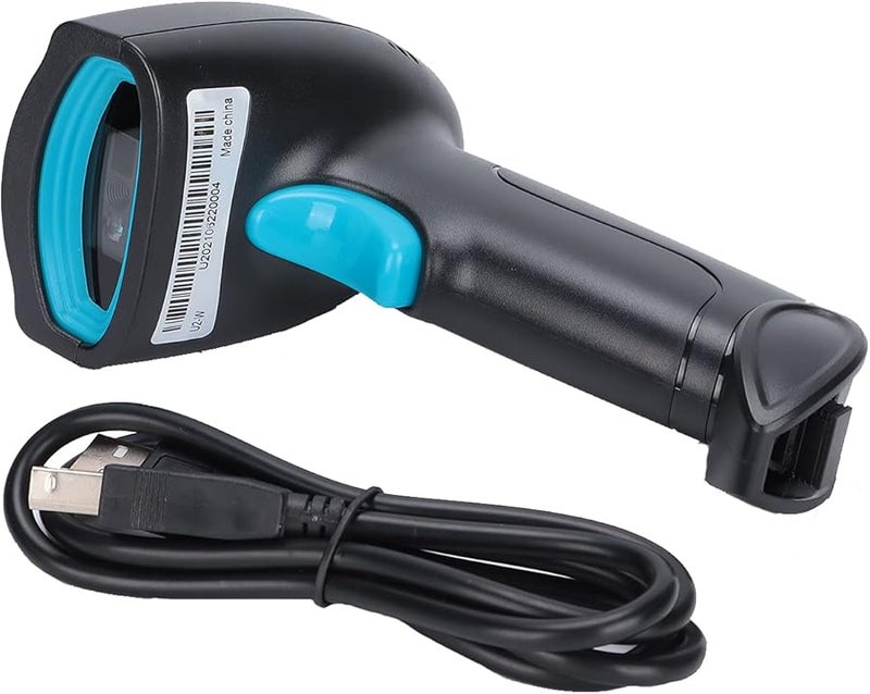 Wireless Handheld Barcode Scanner 360 Degree QR Code Reader for Retail Warehouse Logistics USB ABS Material Black Blue - Image 1