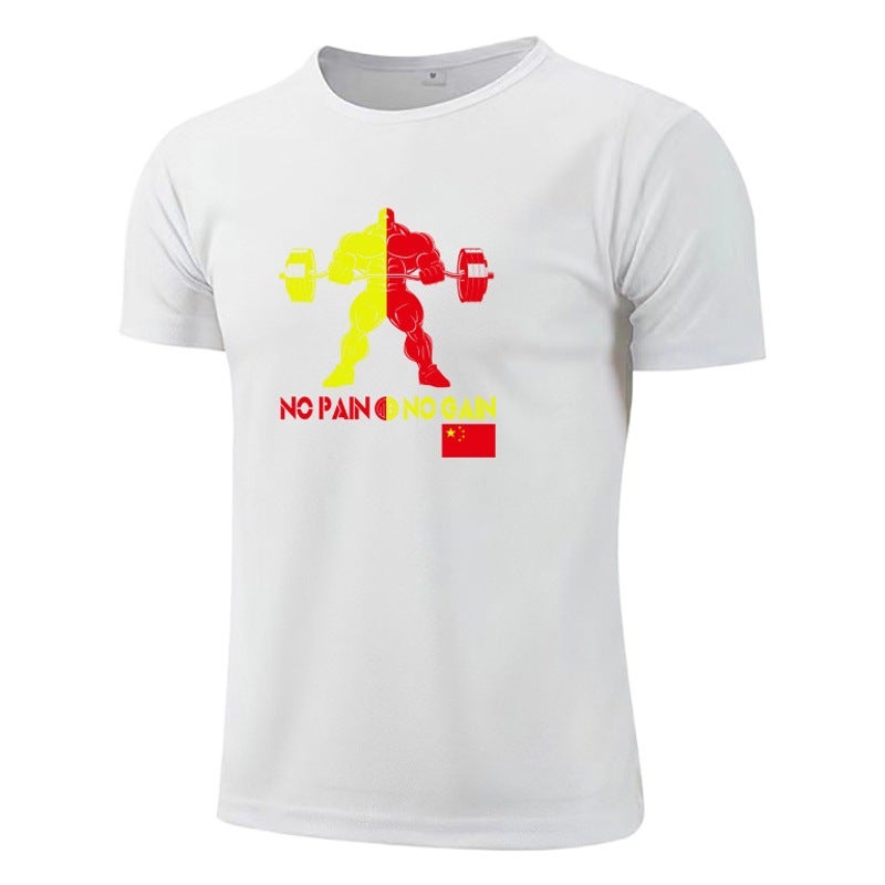 Fitness round neck short sleeve men''s T-shirt sports bodybuilding iron quick-drying fashion brand breathable summer beauty new foreign trade cross-border - Image 2
