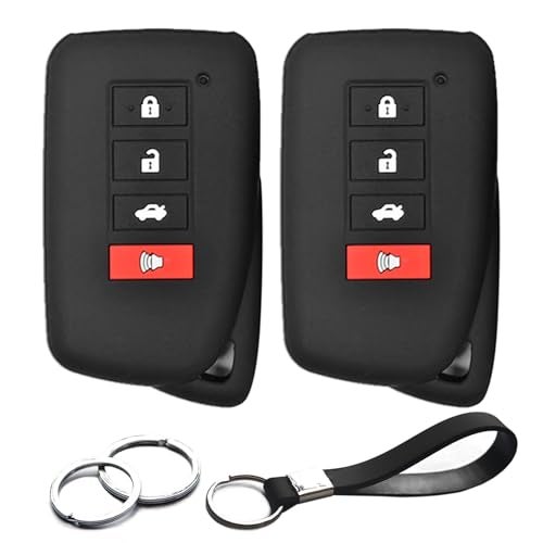 INFIPAR 2pcs Compatible with Lexus RC350 RC300 RC F IS300 IS350 IS500 RX350 RX450h RX350L RX450hL NX200t NX300h NX300 LX570 GS350 GS F ES350 Black Key Fob Cover Case Key Chain Protector Holder - Image 1