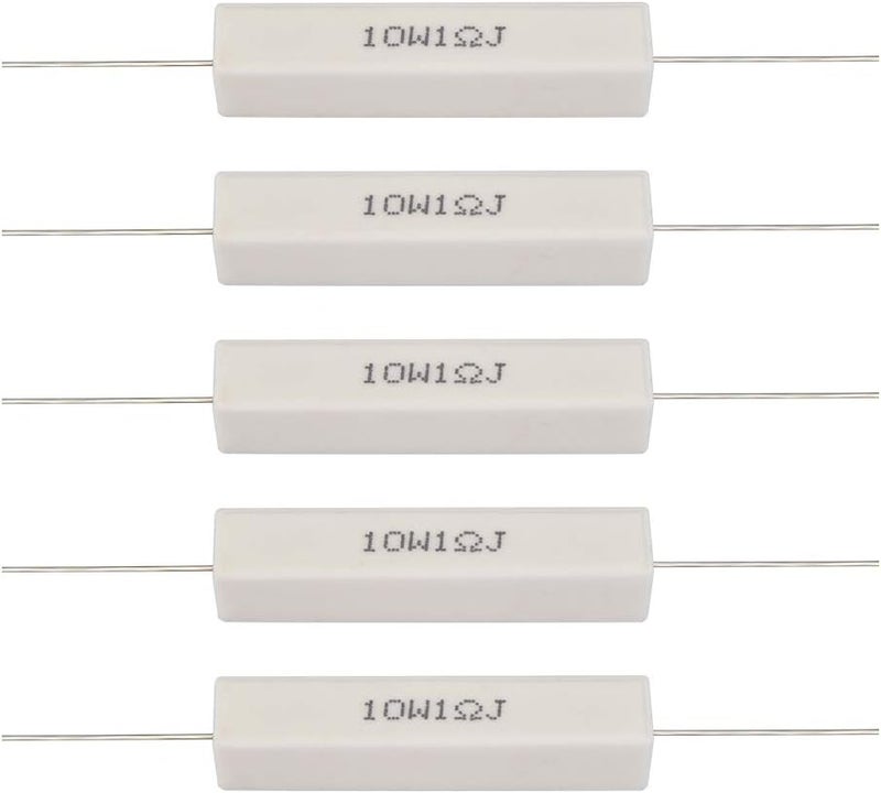 AUDBUA 10PCS Speaker Divider Cement Resistor, Speaker Divider Ceramic Resistor Kit 10W for Power Adapters, Audio Equipment, Audio, Crossovers, Instruments, Meters.(1 ohm) - Image 1