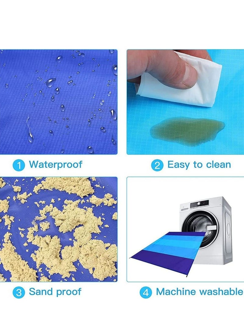 كول بيبي بطانية الشاطئ مقاومة للماء والرمل 210*200 سم بطانية كبيرة جدًا مناسبة من 1 إلى 5 بالغين خفيفة الوزن ومتينة ومناسبة للسفر والتخييم والمشي لمسافات طويلة - Image 2