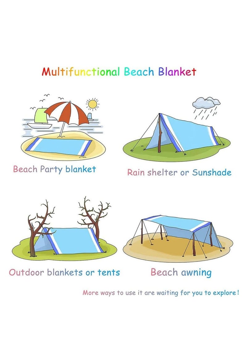 كول بيبي بطانية الشاطئ مقاومة للماء والرمل 210*200 سم بطانية كبيرة جدًا مناسبة من 1 إلى 5 بالغين خفيفة الوزن ومتينة ومناسبة للسفر والتخييم والمشي لمسافات طويلة - Image 4