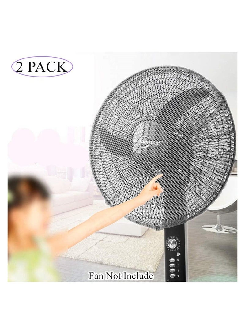 إسكدنيا Fan Cover, 2 Pack 16 Washable Pedestal Fan Dustproof Cover, Protect Kid Children Baby Finger Net Mesh Fan Guard, Summer Home Fan Safety Dust Cover, for Parents of Toddlers (Black) - Image 2