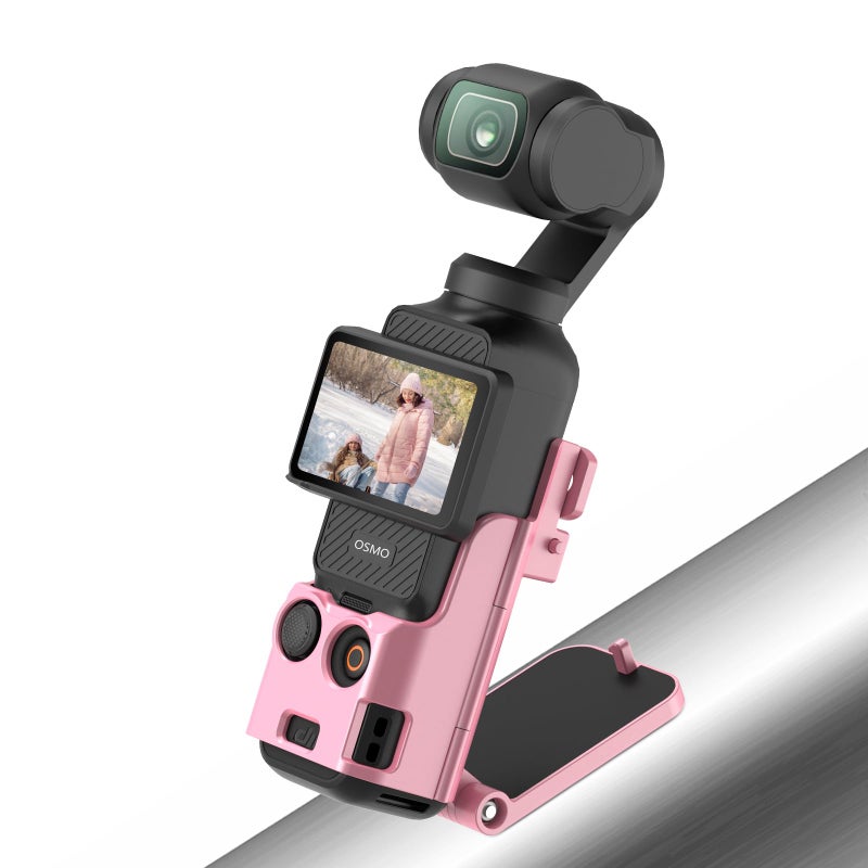 AMAZEAR Magnetic Mount Stand Compatible with DJI Osmo Pocket 3, Upgraded Pocket3 Accessories Adapter Clamp Magnet Suction Case Holder on Desktop, Vertical Surface, 180Â° Adjustable Handle, Pink - Image 1