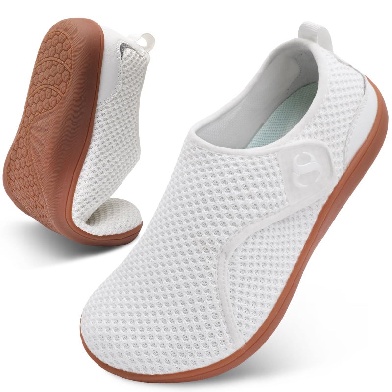 Scurtain Womens Casual Walking Shoes Summer Spring Non Slip Grounding Shoes Wide Width Barefoot Shoe White Nurse Neuropathy Edema Orthopedic Shoes Size 8.5 - Image 1