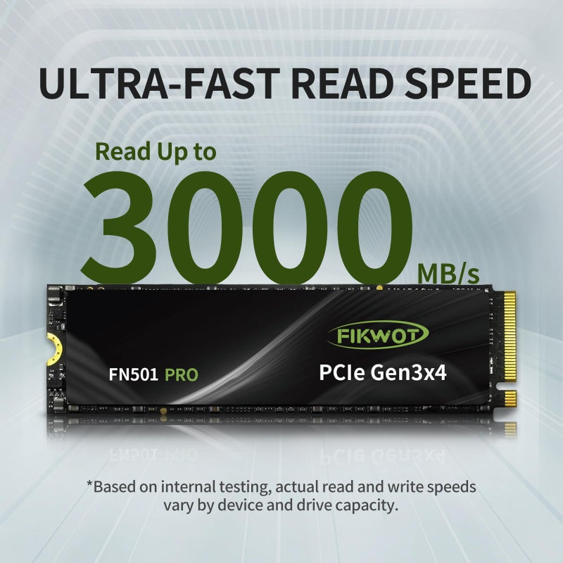 Fikwot FN501 Pro 256GB NVMe SSD - M.2 2280 PCIe Gen3 x4 Internal Solid State Drive with Graphene Cooling Sticker, Up to 3,000MB/s, SLC Cache 3D NAND TLC, Compatible with Laptop & PC Desktop - Image 2