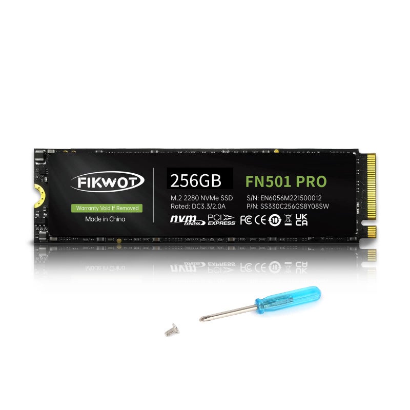 Fikwot FN501 Pro 256GB NVMe SSD - M.2 2280 PCIe Gen3 x4 Internal Solid State Drive with Graphene Cooling Sticker, Up to 3,000MB/s, SLC Cache 3D NAND TLC, Compatible with Laptop & PC Desktop - Image 1