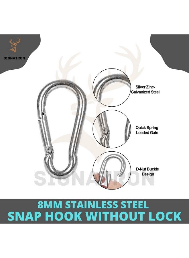 سيجناترون خطاف زنبركي من الفولاذ المقاوم للصدأ من SIGNATRON/وصلة تأرجح خطافية/متعددة الأغراض شديدة التحمل (فضي) - عبوة من 4 قطع - Image 2