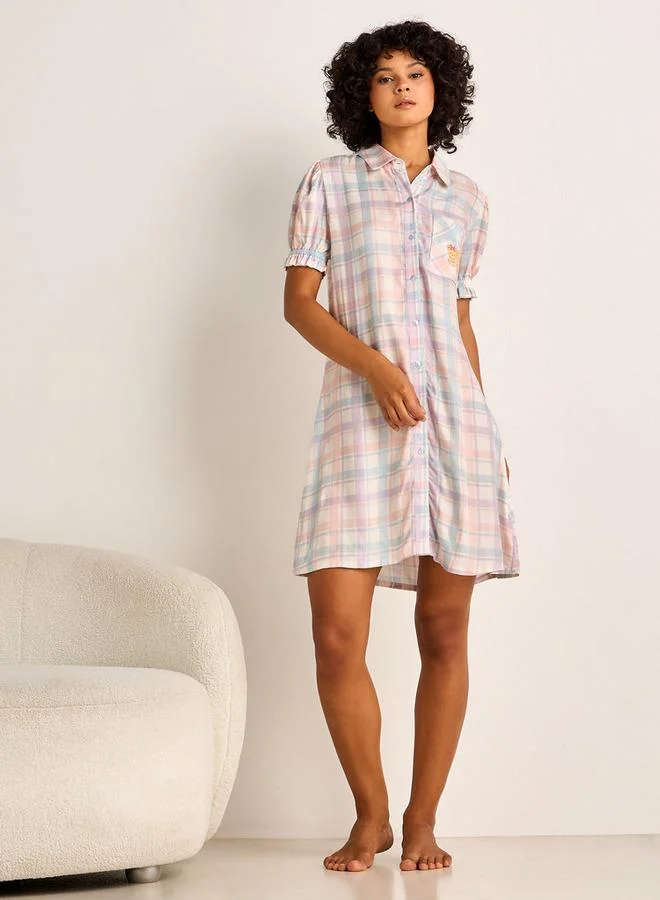 سبلاش فيڤ Sleepshirt Short Sleeves Checked Hello Kitty Print