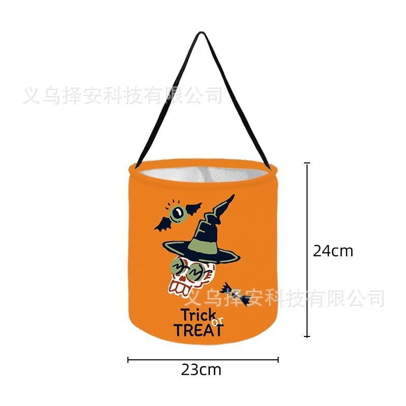Ze An Halloween Candy Bucket with Pumpkin Ghost Design, LED Light-Up Trick-or-Treat Bag for Children's Day - Image 1