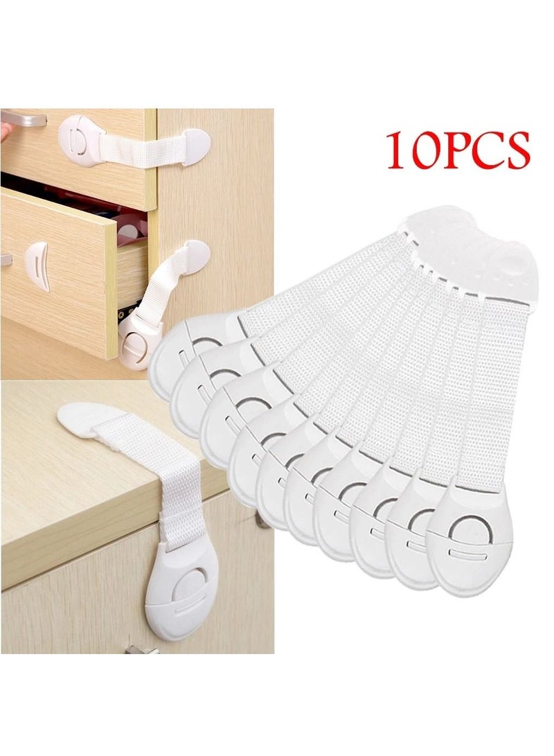 ارواق 10 قطع بيضاء سلامة الطفل قفل خزانة الطفل دليل سلامة الحرس البلاستيك قفل الباب - Image 1