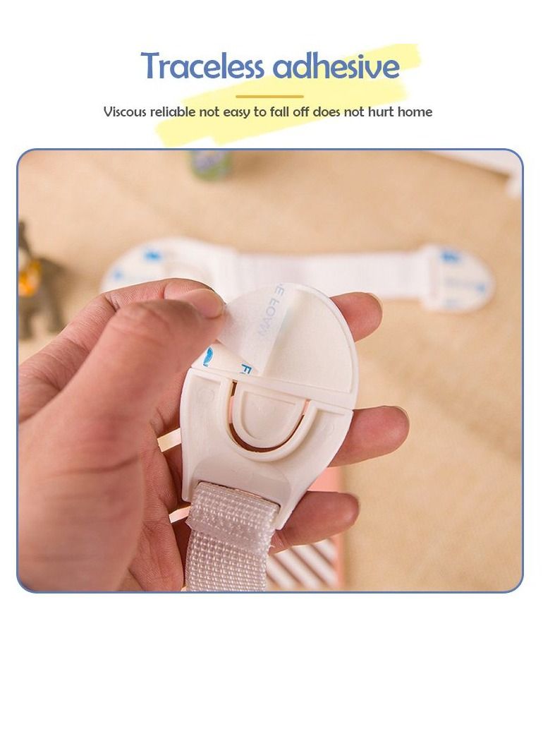 ارواق 10 قطع بيضاء سلامة الطفل قفل خزانة الطفل دليل سلامة الحرس البلاستيك قفل الباب - Image 5