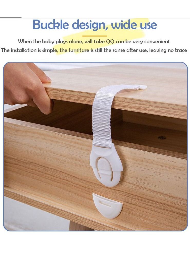 ارواق 10 قطع بيضاء سلامة الطفل قفل خزانة الطفل دليل سلامة الحرس البلاستيك قفل الباب - Image 3