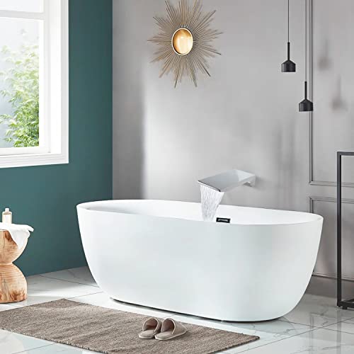 HAMOLER Wall Mount Waterfall Tub Spout High Flow Waterfall Bathtub Spout Roman Bathtub Filler Faucet Replacement for Bathroom Vessel Faucet Sprayer, Chrome - Image 2