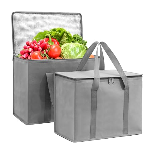 Carrywell Not Made In China Insulated Reusable Grocery Bags 2Pack Catering and Delivery Bag For Hot and Cold Food Collapsible Thermal Tote For Doordash - Image 1