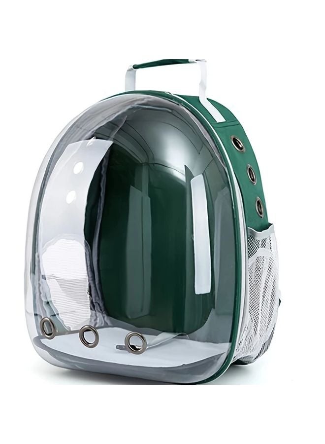 حقيبة ظهر للحيوانات الأليفة باللون الأخضر الداكن الشفافة، حاملة صغيرة قابلة للتنفس للقطط والأرانب للسفر - Image 1