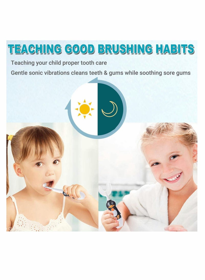 Y&D Kids U-shaped Auto Toothbrush, 360° Children Brush, Three Types of Brush Heads, Cartoon Modeling, Battery Operated, Special Design for 2-6 Years - Image 4