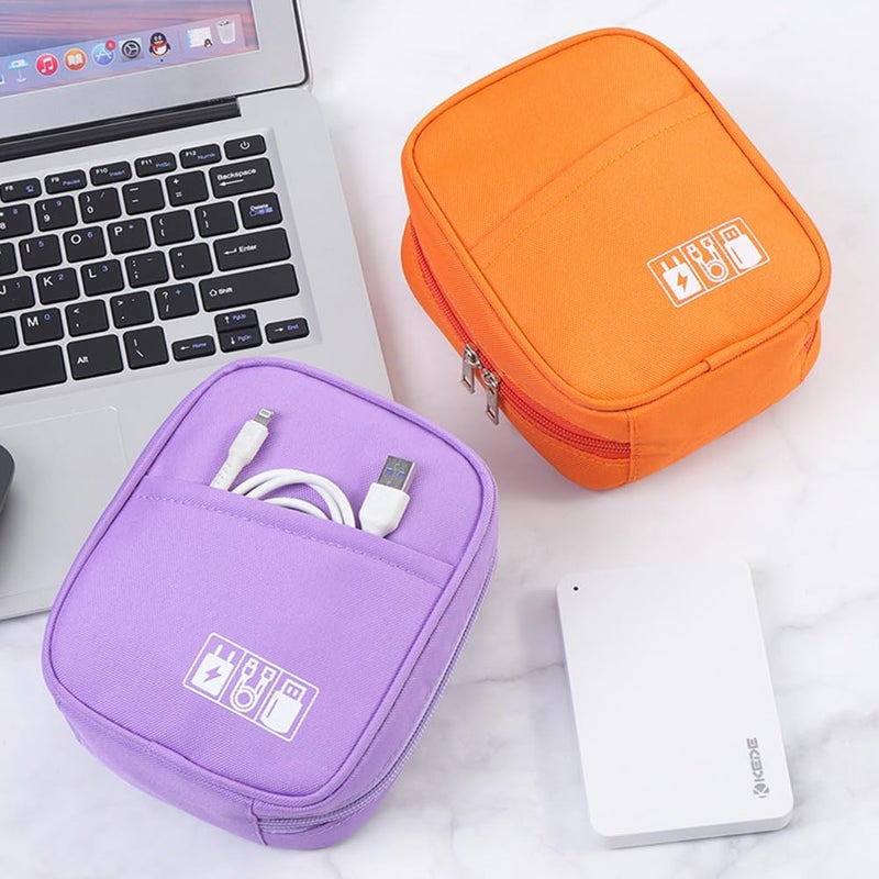 E-Tree Storage Pouch for Small Electronics and Accessories,Tech Bag,Electronic Organizer Case Compatible with MacBook Laptop Charger,Mouse,Cables,Hub,Power Bank,Earphone,Toiletries Cosmetics (Orange) - Image 3