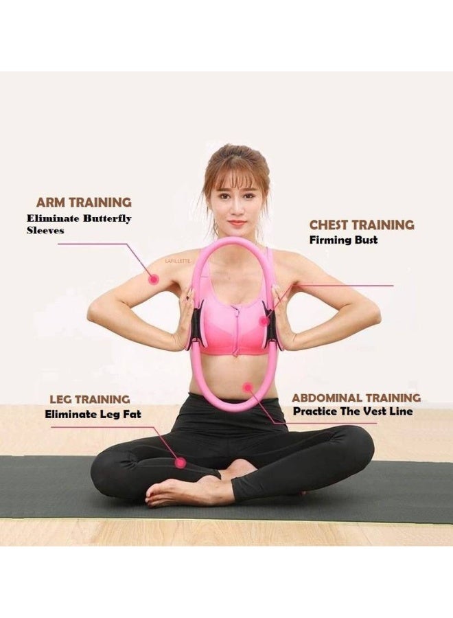 LAFILLETTE LAFILLETTE Pilates Ring with Dual-Grip Handles Fitness Magic Circle Yoga Pilates Circle Toning and Strengthening Thighs, Abs and Legs Pilates Ring  (Pink) - Image 4
