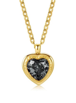Andaazs Women’s Nova Heart Pendant Necklace – 18K Gold-Plated Chain with Black Cubic Zirconia – Elegant Romantic Jewelry - pzsku/ZC94C8CB7077AFD366225Z/45/1752075105/c0a4c06a-587a-4a1e-8de9-8099fd068200
