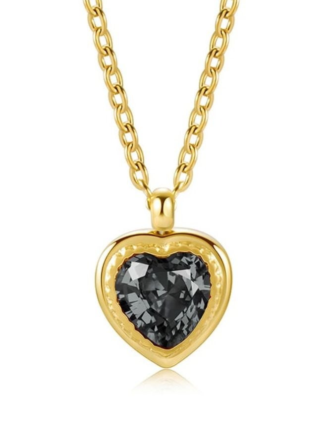 Andaazs Andaazs Women’s Nova Heart Pendant Necklace – 18K Gold-Plated Chain with Black Cubic Zirconia – Elegant Romantic Jewelry  - Image 1
