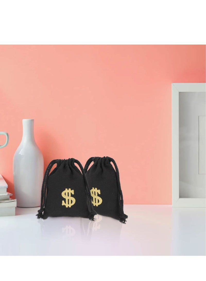 KASTWAVE 8 Pcs Money Drawstring Bag, Dollar Canvas Money Bags, Novelty Party Favors Props Drawstring Party Favor Bags, Suitable for Party Vintage Money Sack Bank Robber Bag (13*18cm) - Image 5