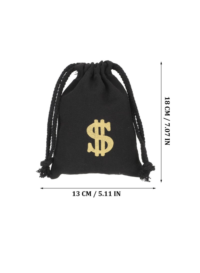 KASTWAVE 8 Pcs Money Drawstring Bag, Dollar Canvas Money Bags, Novelty Party Favors Props Drawstring Party Favor Bags, Suitable for Party Vintage Money Sack Bank Robber Bag (13*18cm) - Image 2