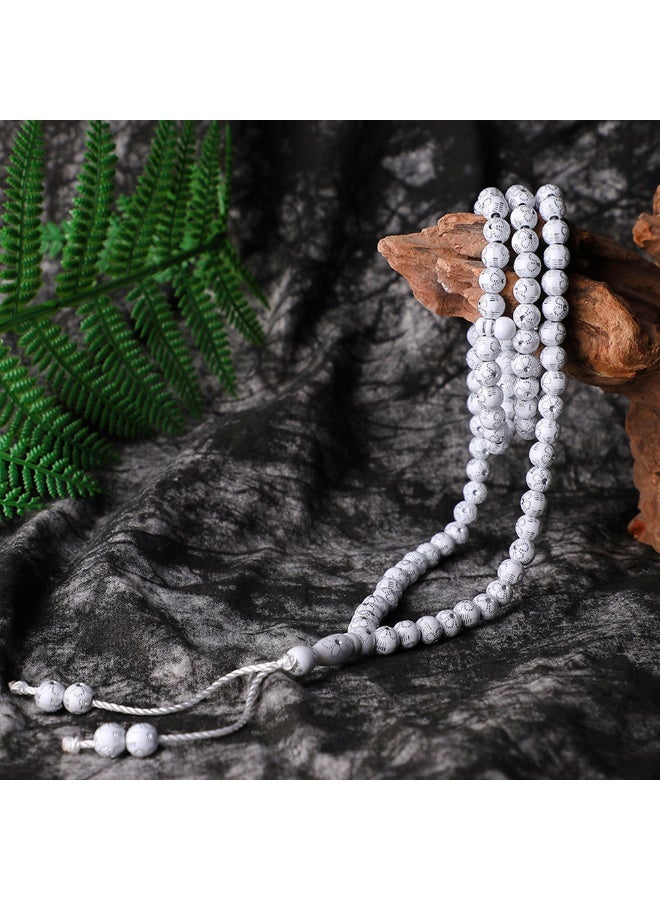 NIBEMINENT 99 Muslim Prayer Beads White/8mm