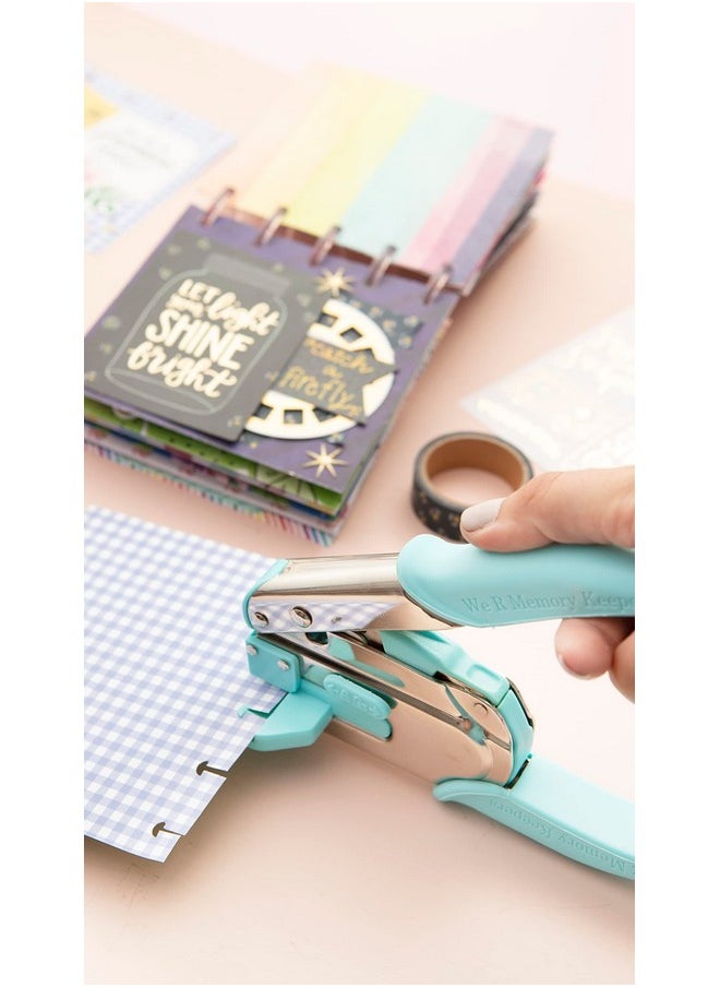 We R Memory Keepers Crop A Dile Disc Power Punch Blue Comfort Handle Scrapbooking Tool Compatible For Most Tin Metal Craft Paper Leather Fabric  - Image 5