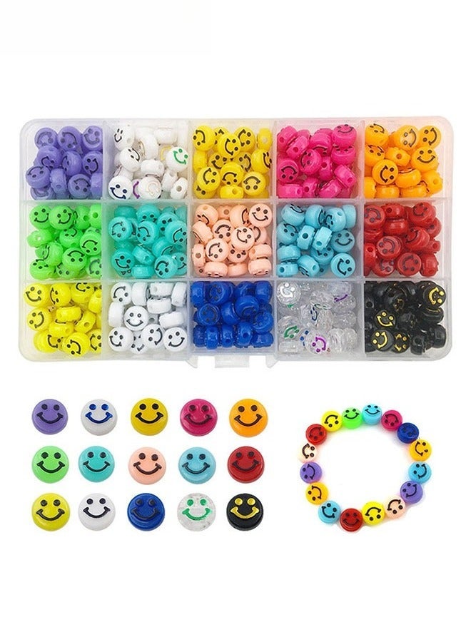 Arabest 300PCS Smile Face Beads, 10mm Acrylic Round Smile Happy Face Loose Spacer Beads for Jewelry Making Bracelet Earring Necklace DIY Craft  - Image 1
