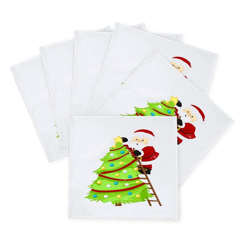 Khakee 6 Pcs Christmas Theme Silk Table Napkins 10x 10 for Xmas Decoration Christmas OrnamentsChristmas Giftxmas21011 - Image 2
