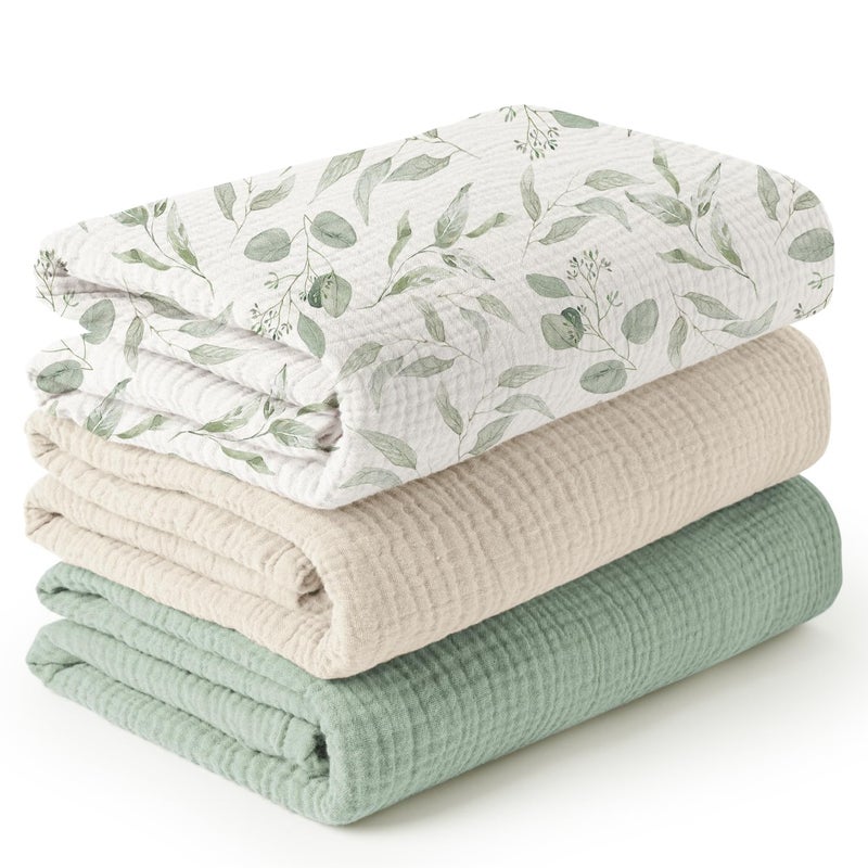 Konssy 3 Pack Muslin Swaddle Blankets for Unisex Newborn Receiving Blanket Large 47 x 47 inches Soft Breathable Muslin Baby Swaddles for Boys  Girls