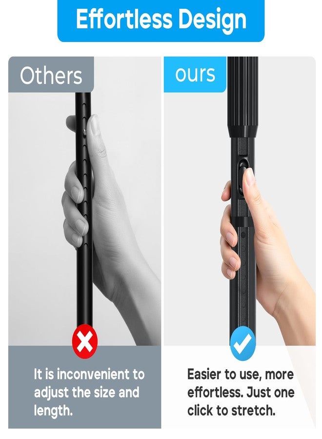 ZipGlo Tension Curtain Rod Black Shower Rod 40-166IN Extra Long Curtain Rods No Drilling Adjustable Tension Rods for Window Shower or Bathroom Outdoor Patio Diameter 1.26In - Image 2
