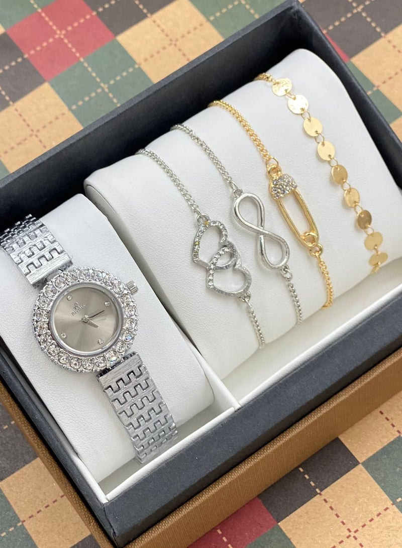 ريفولي طقم نسائي ماركة ريفولي يتكون من ساعة ومجموعة اساور نواعم - Image 1